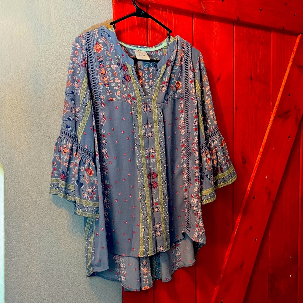 Knox Rose Blue Floral Blouse